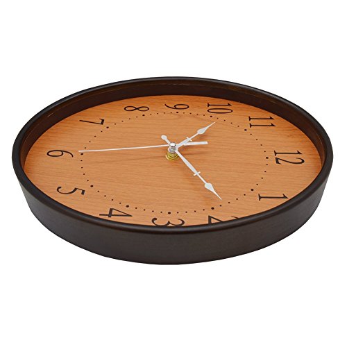 Misue Silent Oval Wall Clock Natural Wood Frame No-Ticking Decorative Sweeping Vintage Wooden Clocks #TOP5