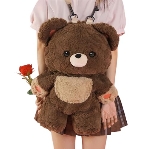 Mochila de urso de pelúcia macia de 50,8 cm, adorável bolsa de ursinho de pelúcia ajustável para mulheres e amigas