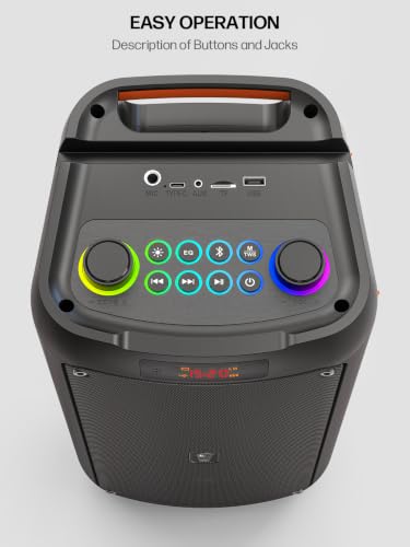 Machine karaoké Bluetooth, Enceinte Portable avec 2 Microphones sans Fil – vue 8