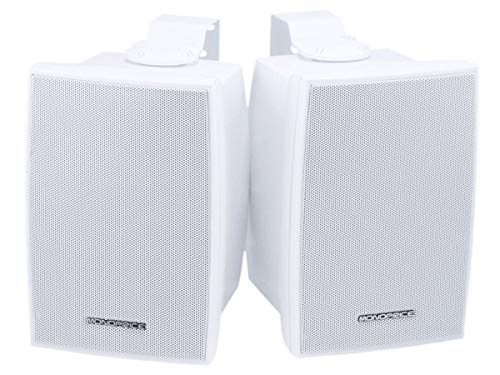 Monoprice 2-Way Indoor/Outdoor Weatherproof Speakers - 5.25in (Pair), 40W Nominal, 80W Max, Easy to Mount to a Wall, a Pole, or Any Vertical Surface