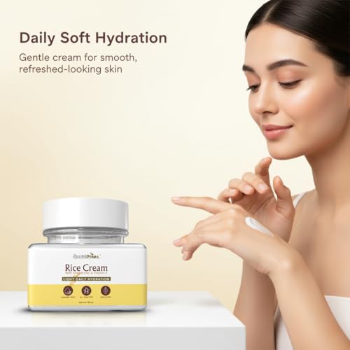 Image of Rice Face Cream with Shea Butter and Vitamin E Light Daily Hydration Skin Care Cream, Daily Glow Light Moisturizing Cream - 50 g (Pack 1)