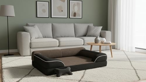 Image of Cutepups Black and Brown XXL Premium Dog Bed - Ultra Soft Orthopedic Washable Bed for Extra Large Dogs