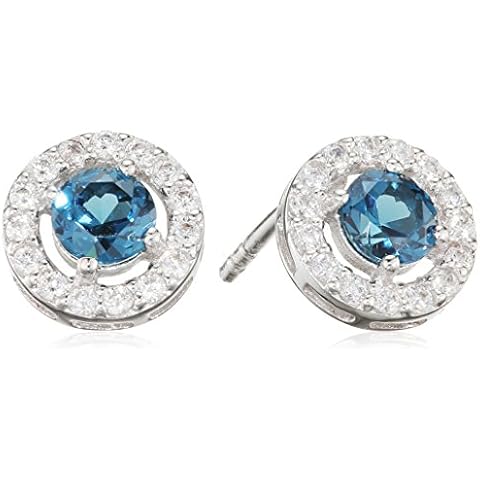 ByJoy Earrings for Women Sterling Silver solitaire Studs earrings London Blue Topaz 925 Silver Cover