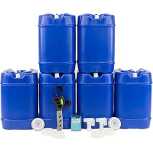 Legacy Food Storage Emergency Water Storage Containers, Long Term 5 Gallon Water Tank – 6 Stackable Food Grade Tanks Included, for Camping, Prepping, Survival – 30 Gallon Total Capacity