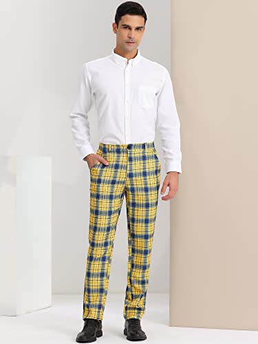 Lars Amadeus Men's Plaid Dress Pants Classic Fit Formal Plaid Slacks Prom Checked Trousers4