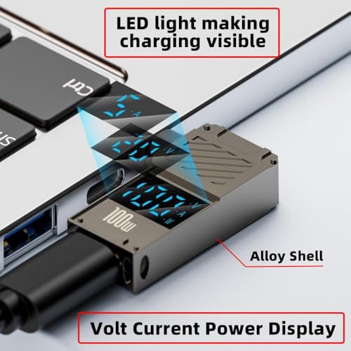 Image of Tobo USB C to DC Adapter,USB C Female to DC 11.0x4.5mm Barrel Jack Plug PD 100W Laptop Fast Charging Adapter with Wattage Display TD-1263CC