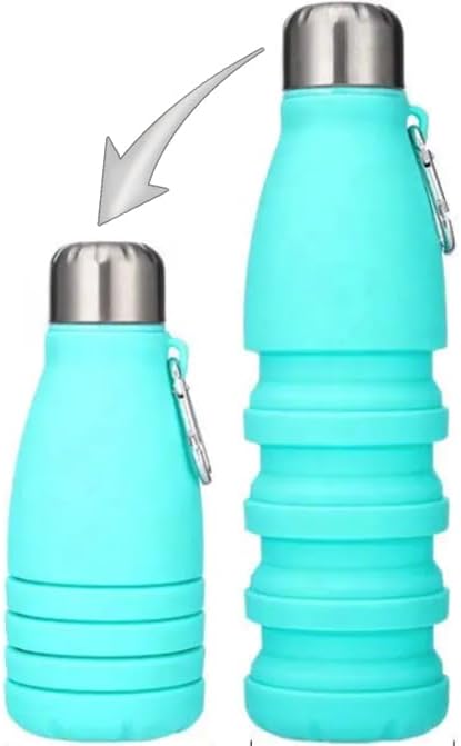 Travel Revealer Botellas de agua plegables para niños, reutilizables, a prueba de fugas, de silicona, rellenables, botellas de agua para niñas, 18.5