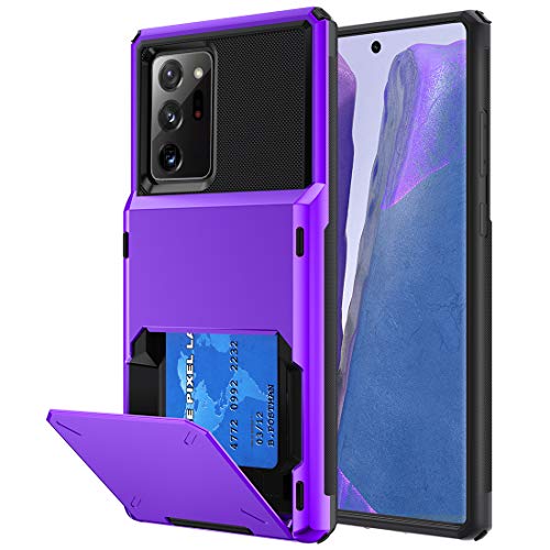 Maxdara Galaxy Note 20 Ultra Wallet Case, Note 20 Ultra Wallet Card Holder Dual Layer Hybrid Bumper Shockproof Case with Hidden Credit Card Slot Flip Case for Samsung Galaxy Note 20 Ultra, Purple