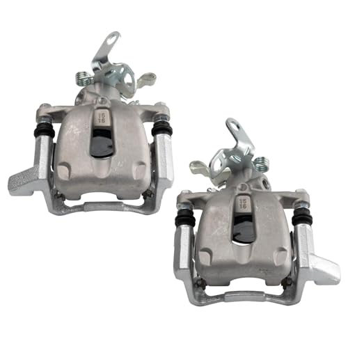 Image of TRQ Rear Driver and Passenger Side Brake Caliper Set Caliper Brackets Hardware Compatible with 07-09 Volkswagen Jetta with 260mm Diameter Rear Rotors 09 Audi A3 260mm Diameter Rotors