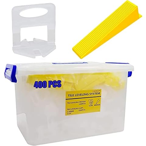Craftsboys Tile Leveling System 1/16", 300PCS Clips 100PCS Reusable Wedges in Portable Storage Box (1.5mm Clips+Wedges) Cover