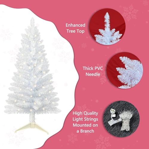 4ft-Lighted-Artificial-White-Christmas-Tree-Leeheeyee-Small-Fake-Christmas-Tree-Not-Pre-lit-White-Tinsel-Pine-Trees-with-Lights-Ideal-for-Ideal-for-Home-Office-and-Xmas-Party-Decor 4ft Lighted Artificial White Christmas Tree Leeheeyee Small Fake Christmas Tree Not Pre lit White Tinsel Pine Trees with Lights Ideal for Ideal for Home Office and Xmas Party Decor