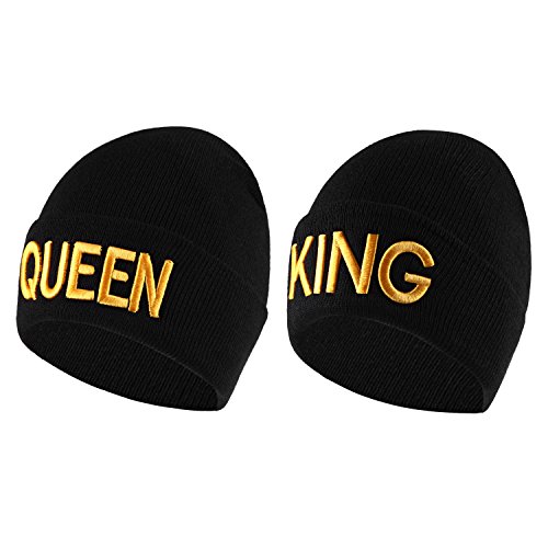 Misscat King & Queen Beanie Hats His & Hers Couple Matching Warm Stylish Hat (2psc King and Queen)
