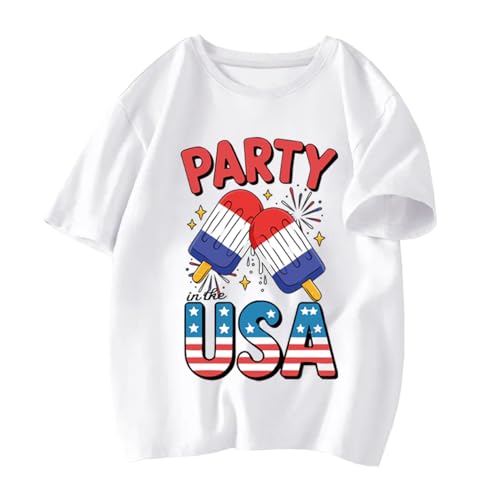 Image of Boys 4th of July Shirts-Toddler Girls Patriotic American Flag Tees Kids Memorial Day USA T-Shirts 2-7T