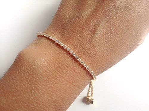 Rhinestone Bolo Bracelets for Women 18k Gold Plated Chain Adjustable - Image 4