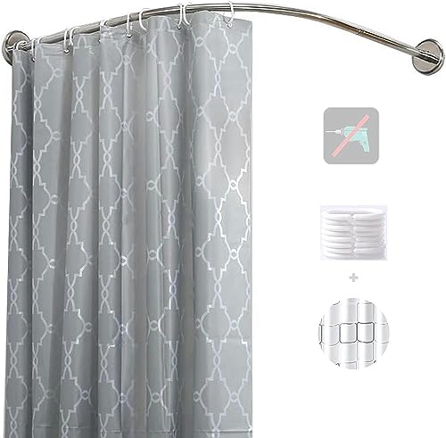 Barre de douche ajustable en L antirouille pour angle de salle de bain 80 à 110 cm