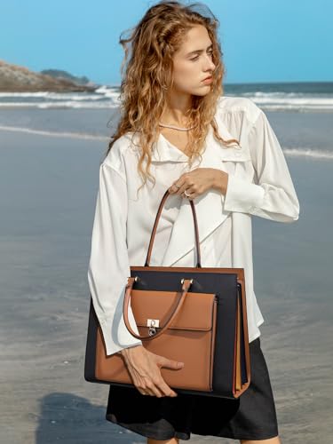 CLUCI Briefcase for Women Vegan Leather 15.6 Inch Laptop Bag Large Pocket Business Ladies Shoulder Bag2