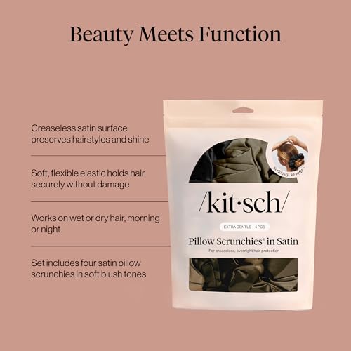 Image of Kitsch Pillow Satin Scrunchies for Women - Hair Ties No Damage, No Crease Hair Accessories | Perfect for Day or Night | Ideal Gifts for Women - 4pcs