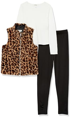 Image of Speechless Girls' Leopard Vest Long Sleeve Top and Legging Set