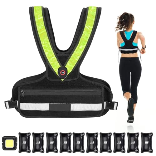 Weighted Vest for Women, Sport Running Weighted Vest with LED Reflective Belt and Outdoor Headlight, 2-10 lbs Weight Vest for Strength Training and Workout