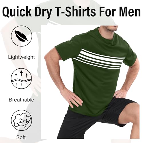 Athletic Shirts Men Sport Moisture Wicking Tops Gym Running Stripes Activewear Workout Casual T Shirts3