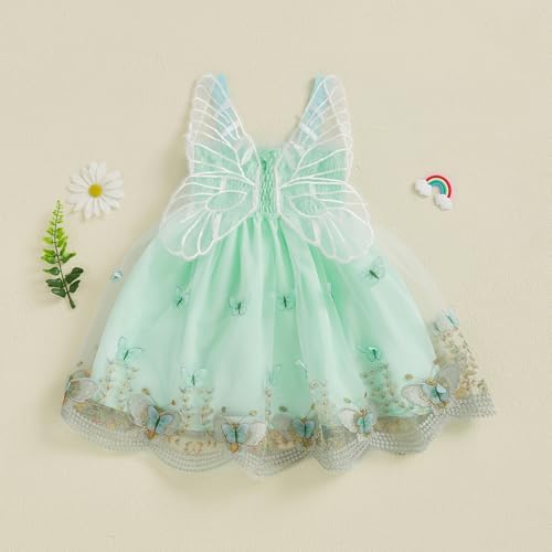 Toddler Baby Girl Dress Smocked Butterfly Wing Embroidery Dresses Ruffle Mesh Tulle Princess Dress Summer Clothes2