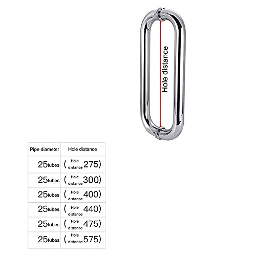 Ensemble de poignées de porte de douche chromée de 575 mm au design épuré