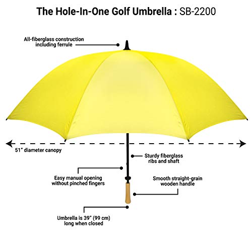 Strombergbrand Hole In One Golf Umbrella Yellow Large Golf Umbrella For Men And Women, Golf Umbrellas For Rain - 2 Person Umbrella Windproof, Golf Umbrella With Compact Closed Design #TOP4