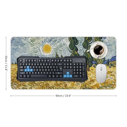 Desk Pad Protector 24x12 Inch Extended Wheat Fields and Cypress Trees Keyboard Mouse Mat miniatura 2