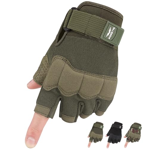 FIORETTO Fingerless Gloves, Airsoft Gloves, Half Finger Gloves for Driving,