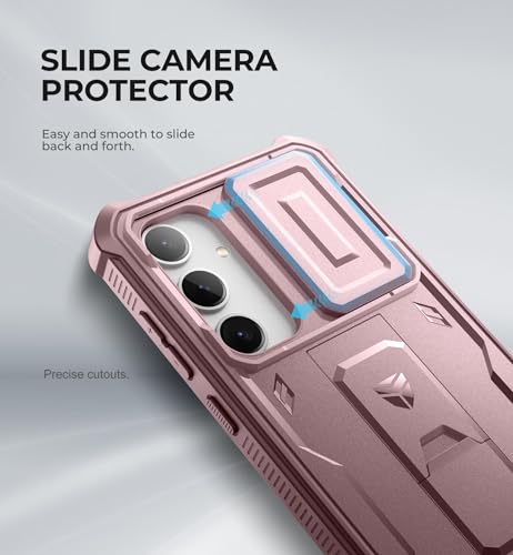 Image of Dexnor for Samsung Galaxy S24 Plus Case with Built-in Slide Camera Cover & Screen Protector & Kickstand, Shockproof Rugged Case Full-Body Bumper Protective Cover for Galaxy S24 Plus (2024),Peony Pink