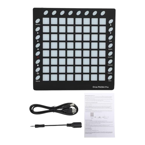 Vroomoto Contrôleur MIDI DJ Pad avec 64 Pads RVB, 8 Boutons RVB, 6 Commandes de Transport, éditeur intégré, Pad MIDI Portable pour Les Performances en...
