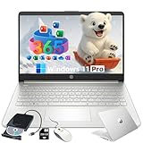 HP Flagship Everyday Laptop Computer - Win 11 Pro & AI-Powered 1-Y Office 365 • Intel Quad-Core(up to 3.4GHz) • Long Battery • 32G RAM • 128G UFS • w/256G SD Card & DVD Drive for Student & Business