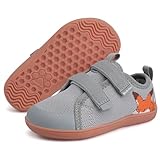 WateLves Toddler Little Kids Wide Barefoot Shoes The First Walking Shoes Girls Boys Breathable Zero Drop Minimalist Sneakers with Wide Toe Box Natural to Grow (Gray Fox, 27)
