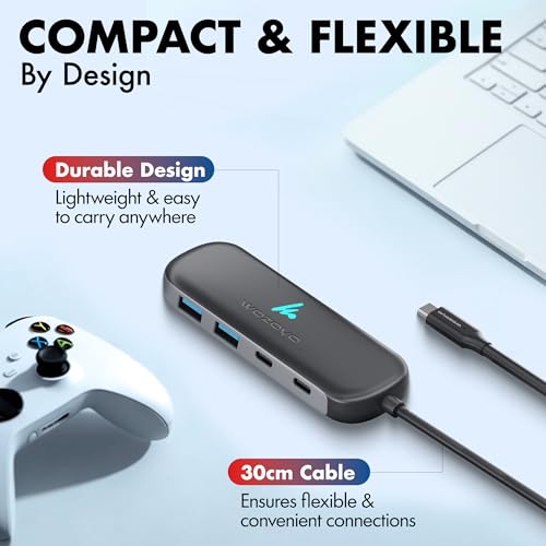 Image of Type C to 2 Port Type C & 2 Port Wozoyo USB 3.2 Hub,Data Transfer Upto 5Gbps,Plug & Play,Multiport Type C Hub 30cm Cable,Compatible with MacBook,Laptop,Tablet, Smartphones & Type C Enabled Devices