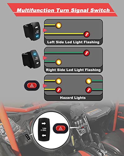 Image of NTHREEAUTO UTV Turn Signal Kit with Pre-Wired, Plug and Play UTV ATV Blinker with Rocker Switch, Hazard Light, Universal Street Legal Kit Compatible with Polaris, Ranger, Kawasaki, Can-Am, Yamaha