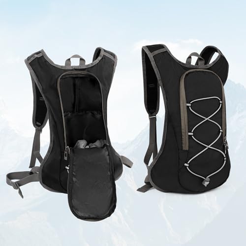 10L Fahrradrucksack wasserdicht, MTB Rucksack mit Regenschutz, Leichter Trinkblasen Rucksack für Damen Herren, Sportrucksack für Radsport Trekking Laufen (Schwarz)