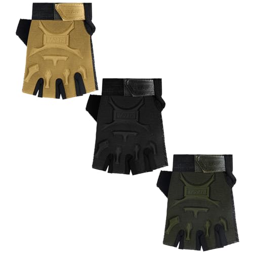 Satinior 3 Pairs Kids Half Finger Gloves Non Slip Gel Biking Gloves Adjustable Gymnastics Gloves For Girls Boys cover