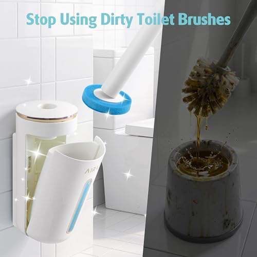 Image of AIR U+ Disposable Toilet Brush, Toilet Bowl Cleaning System with 24 Count Wand Refill, Clean Brush Starter Kit with 1 Toilet Wand, 1 Storage Caddy and 1 Fragrant Tablet (1 + 24)