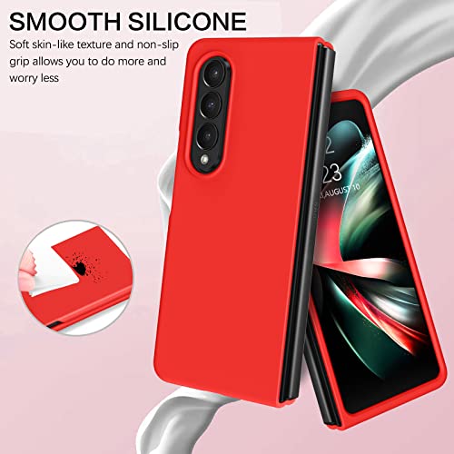 BENTOBEN for Galaxy Z Fold 4 Case, Soft Silicone Gel Rubber Bumper Slim Hard PC Thin Shockproof Protective Phone Case for Samsung Galaxy Z Fold 4 (7.6 inch), Red