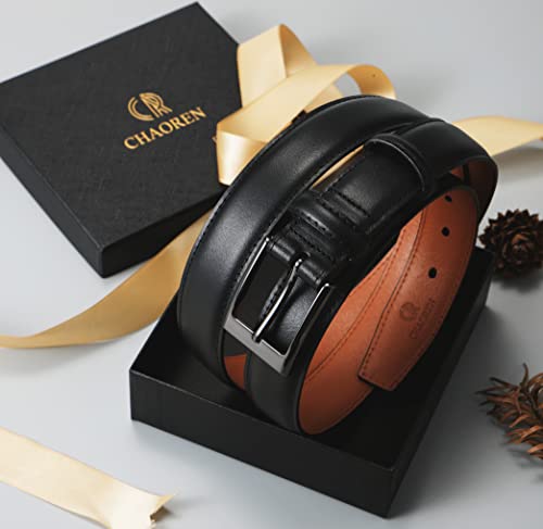 Chaoren Mens Dress Belt - Black Belt Men 1 1/8" Genuine Leather - Perfect Companion To Mens Dress Shoes #TOP5