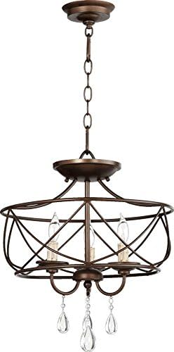 Three Light Oiled Bronze Up Chandelier