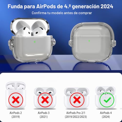 Evita pérdidas: funda AirPods 4 con bloqueo anticaída negro 7