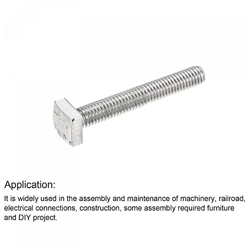 Image of uxcell Square Head Bolt, 10pcs M6x40mm Fully Thread 304 Stainless Steel Grade C Square Machine Screws