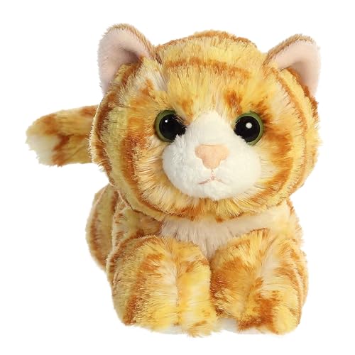 aurora adorable mini flopsie ginger cat stuffed animal - playful ease - timeless companions - orange 8 inches