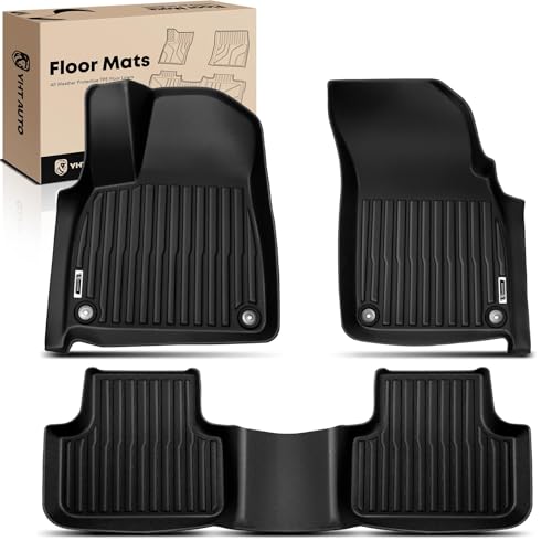YHTAUTO Floor Mats Fit 2017-2025 Audi Q7, 2019-2025 Q8, TPE Floor Liners All-Weather Protection Custom Fit, 1st & 2nd Row, Set of 3 Black