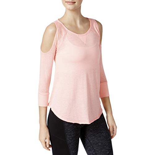 Calvin Klein Performance Womens Cold Shoulder Fitness Pullover Top Pink M