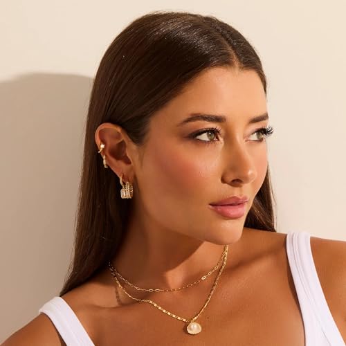 Charm Necklaces for Women,14k Gold Plated Waterproof Dainty Choker Necklace Summer Seashell Pearl Beach Cute Necklaces Set Fashion Jewelry Gift4