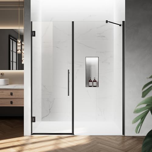 AquivaCoast 59.2-60' W x 72' H Hinged Swing Shower Door, Pivot Frameless Shower Door with 5/16'(8mm...
