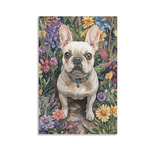 Impresiones lienzo de bulldog francés con acabado artístico de alta fidelidad