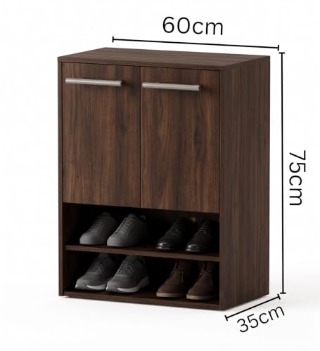 Image of Spyder Craft Engineering Wood Shoe Cabinet for Home, Double Door Shoe Rack with Multiple Shelves, Space Saving Shoe Organizer for Entryway, Living Room & Bedroom, Colambian, DIY Assembly